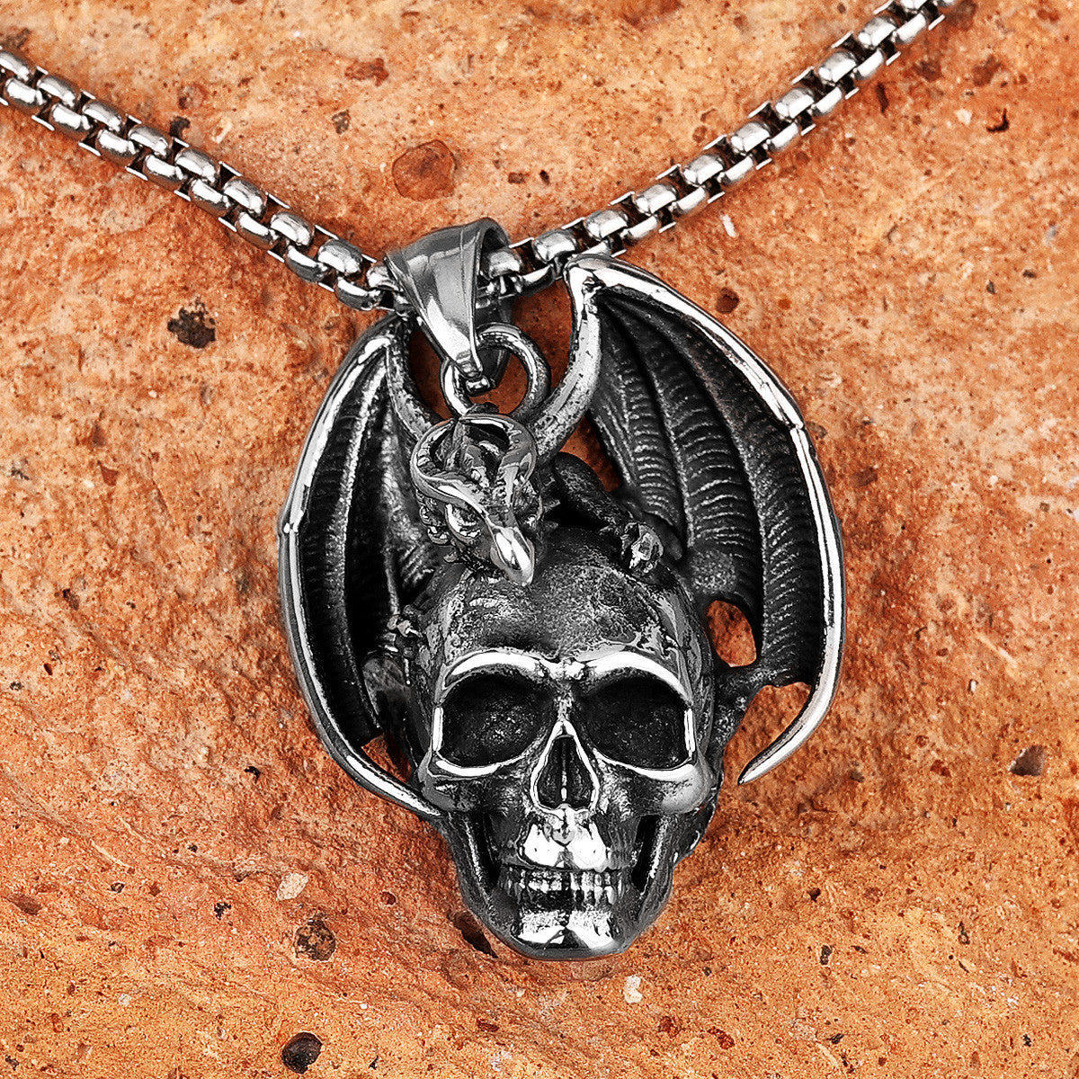 Demon Dragon | 316L No Fade Stainless Steel Skull Street Wear Pendant Chain Necklace
