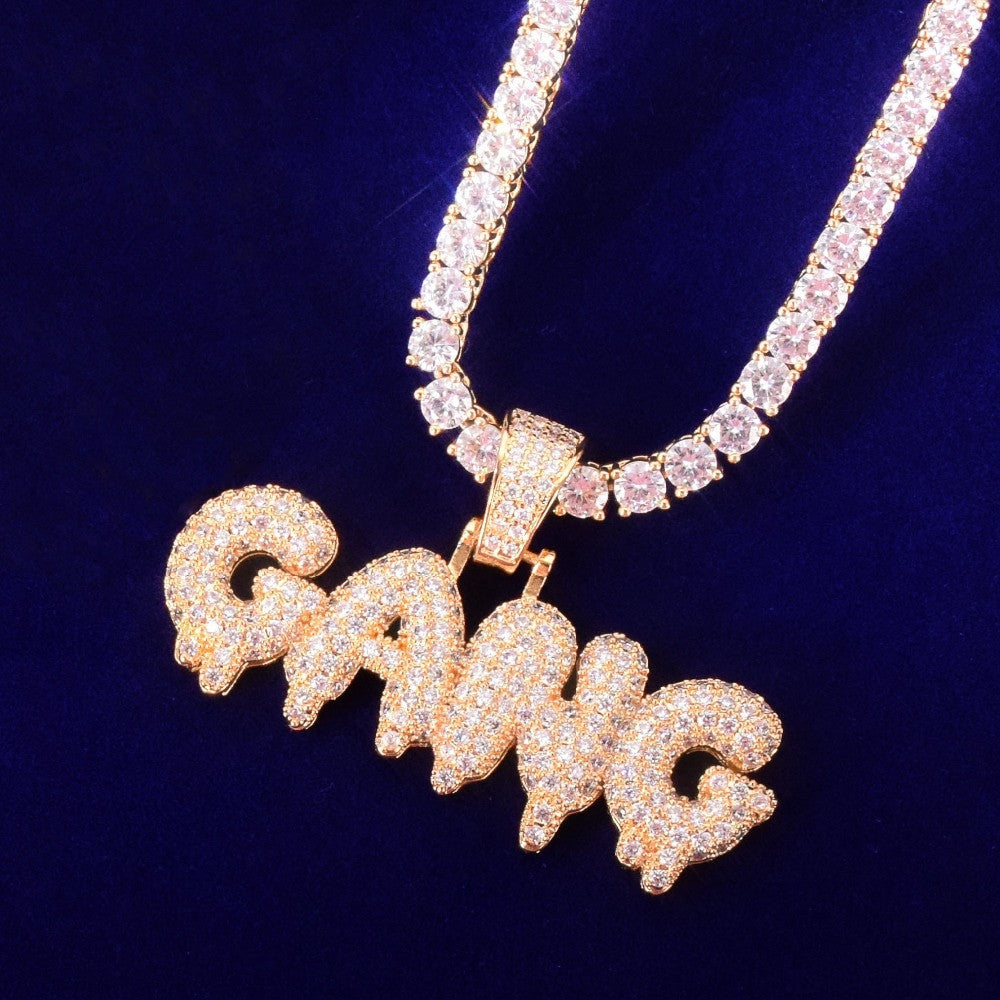 The Gang | Flooded Ice Drip Drop Prong Set Hip Hop Pendant