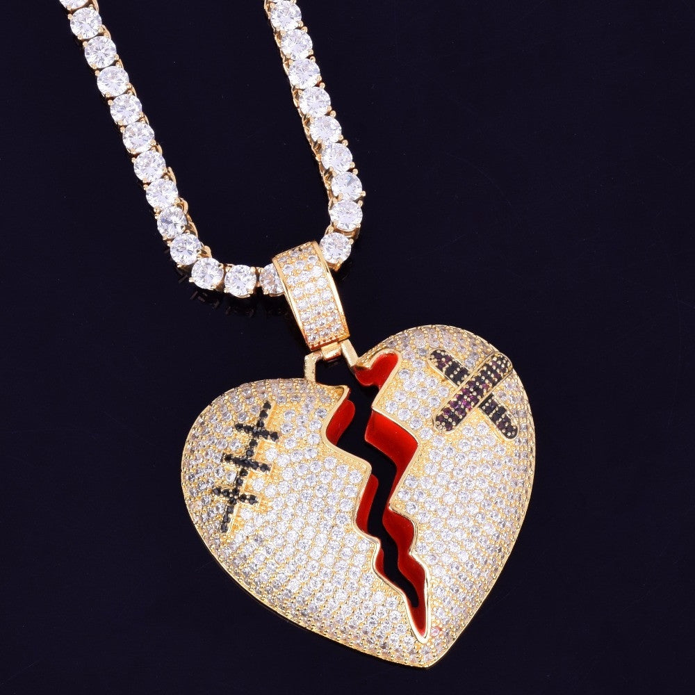 The Healing Heart | Iced Blinged Out Red Oil Hip Hop VVS Diamond CZ Pendant Chain