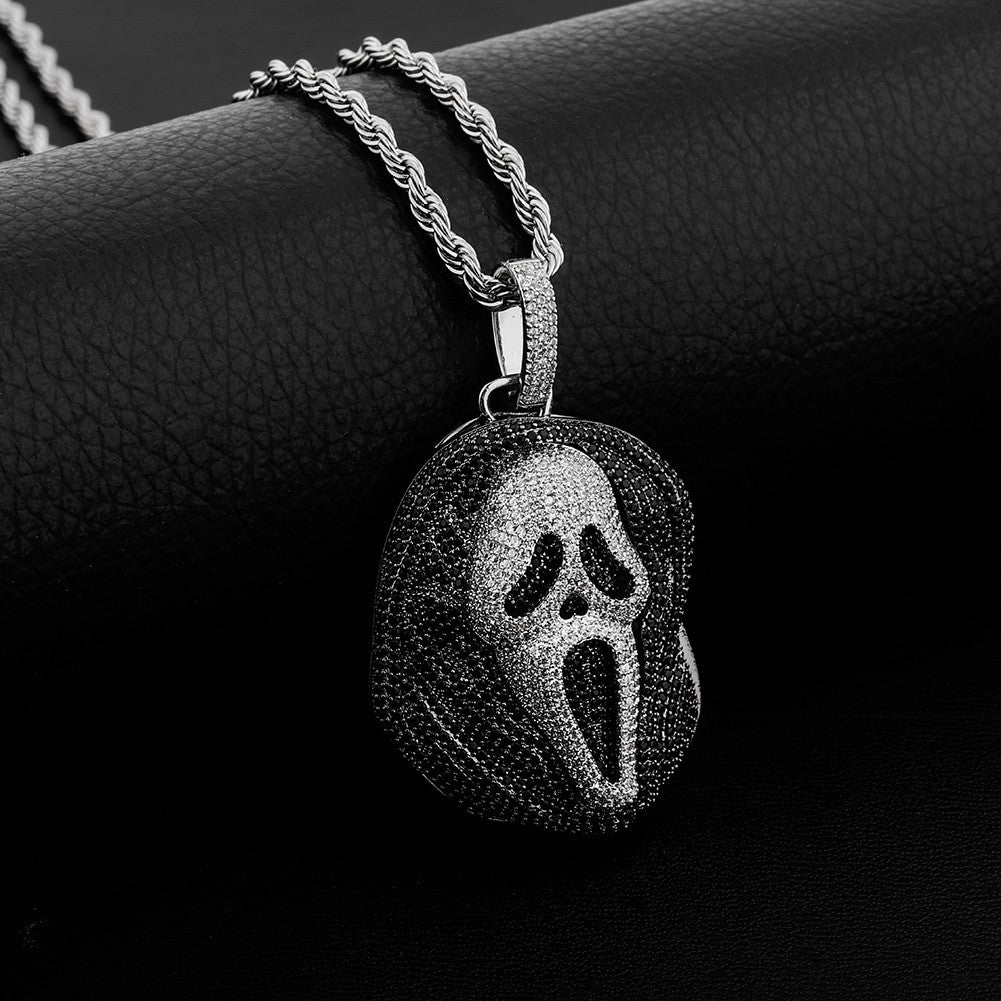 New Fashion Flooded Ice Dead Zone Scream Mask Hip Hop Pendant Chain Necklace