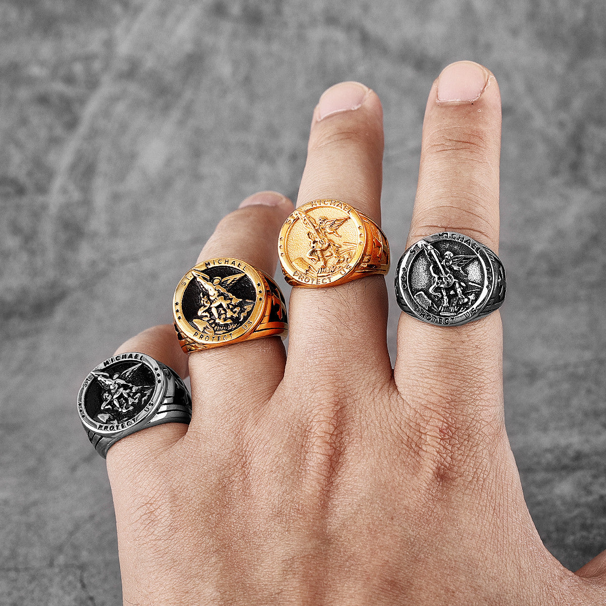 Archangel | 316L No Fade Stainless Steel Saint Michael Protect Us Rings