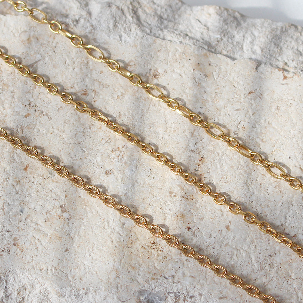 18k Gold Stainless Steel Thin Delicate Link Flower Coin Cuban Chain Layered Necklace