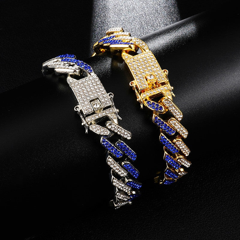 Hip Hop 15MM Iced Full AAA Stone Designer Cuban Link Bracelet