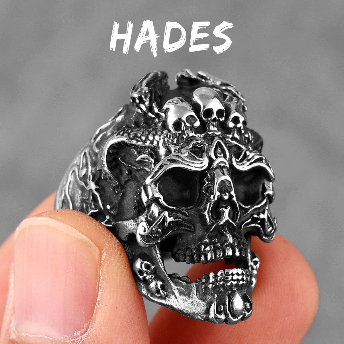 Hades | 316L No Fade Stainless Steel Skull Street Wear Hell Fire Rings