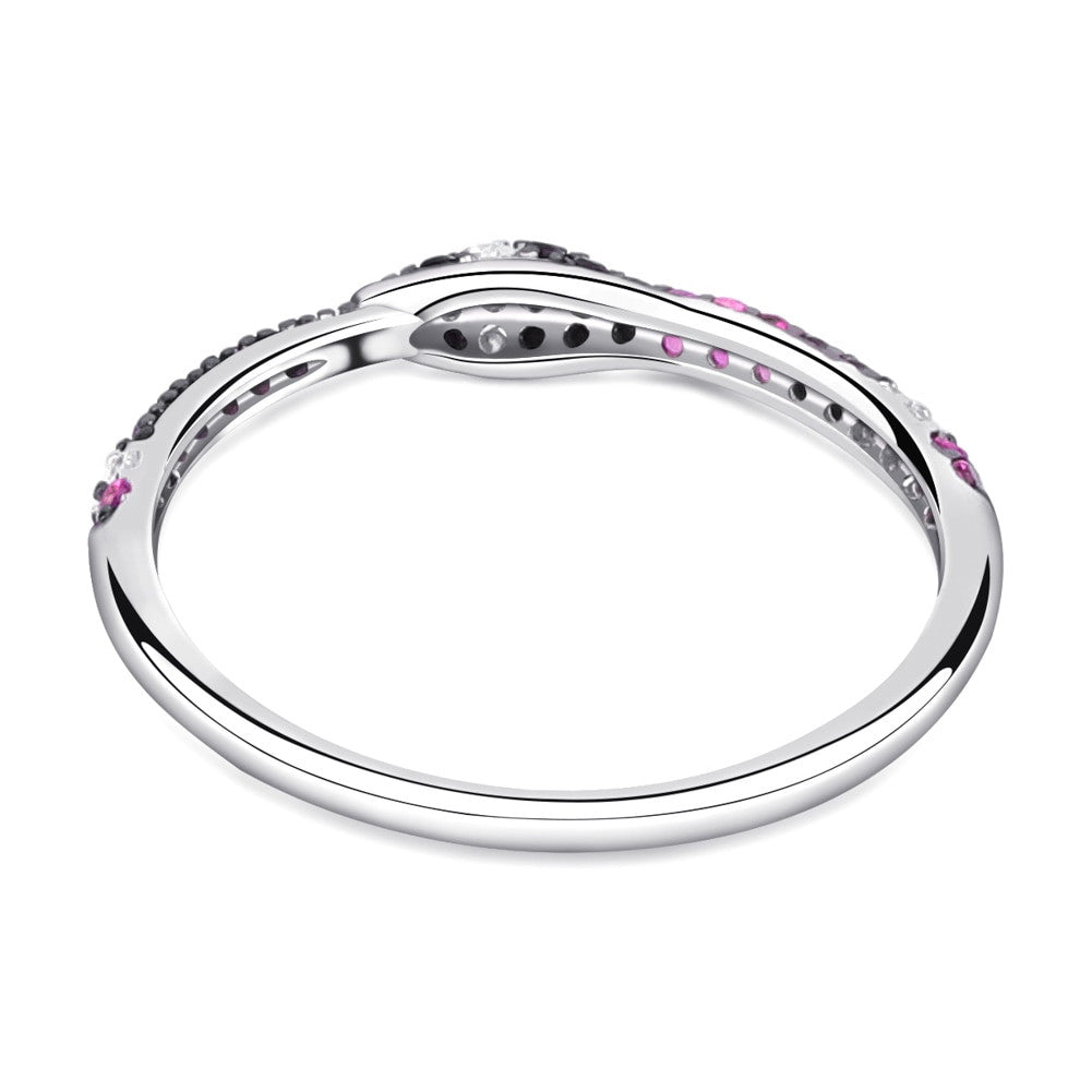 18k White Gold Over 925 Sterling Silver Iced Snake Crystal Circle Ring