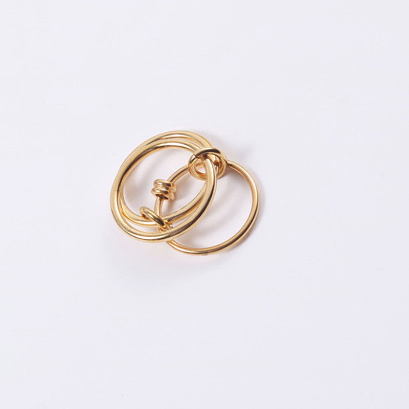 Solid Stainless Steel 18k Gold No Fade Multiple Layers Strand Loop Index Finger Rings