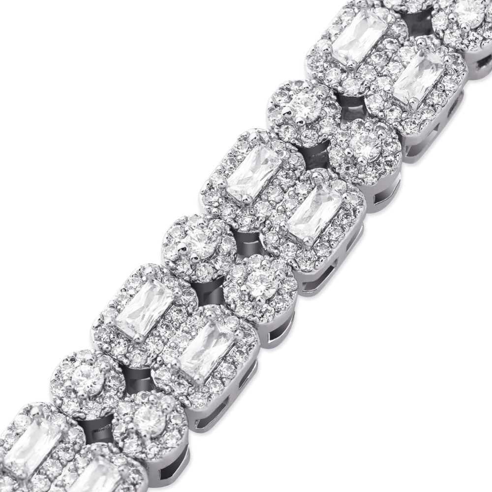 Double Row AAA Micro Pave Round Square 10mm Gold Silver Big Boy Bracelet
