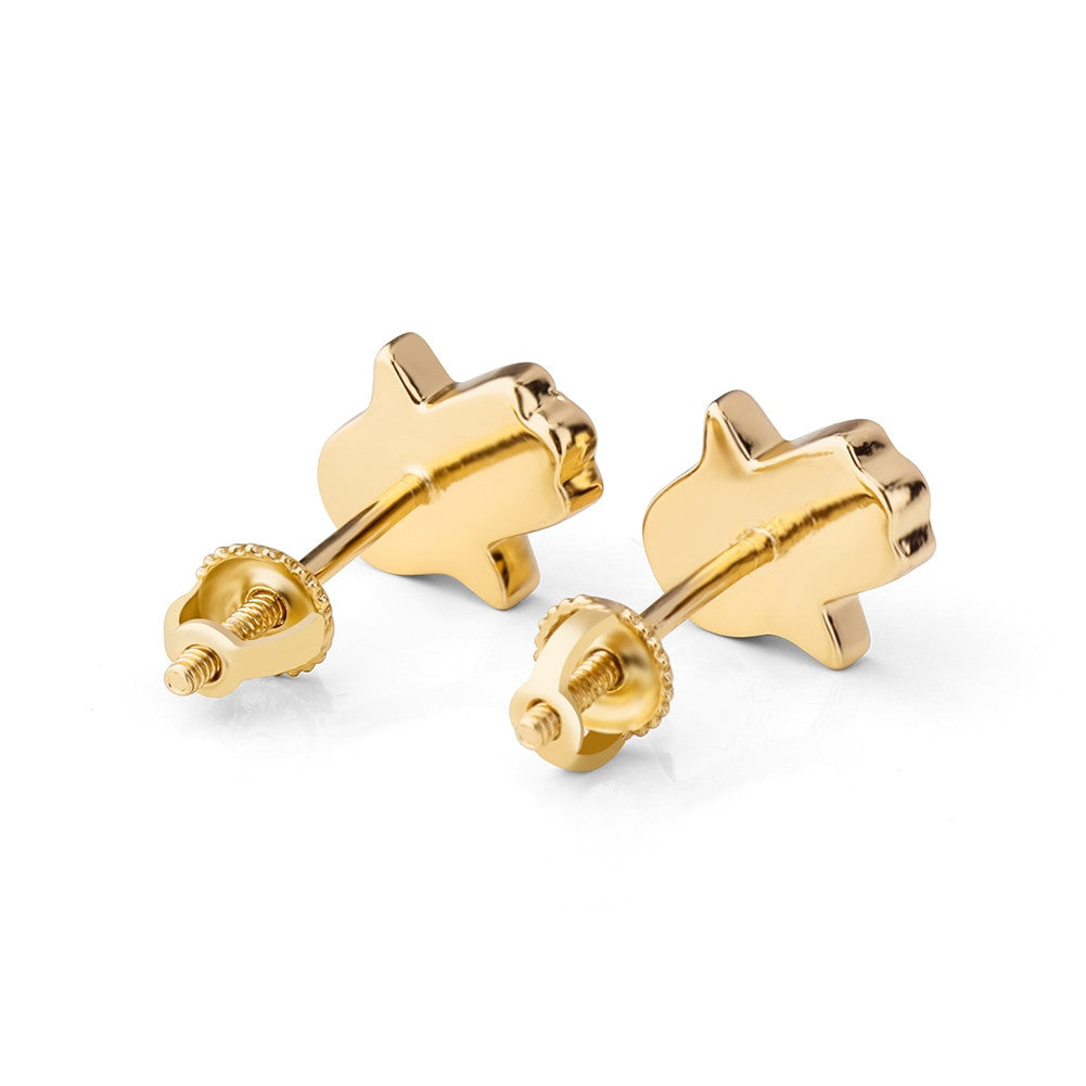 925 Solid Sterling Silver Rose Gold Hamsa Hand AAA Prong Set Stone Bling Earrings