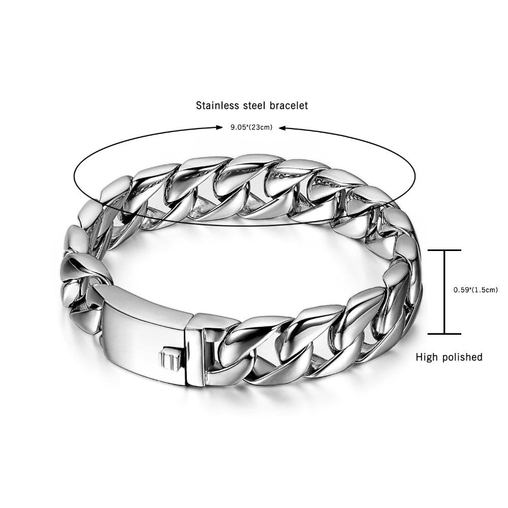 Big Boy No Fade 15mm 24mm 30mm Stainless Steel Cuban Link Hip Hop Street Wear Bracelets