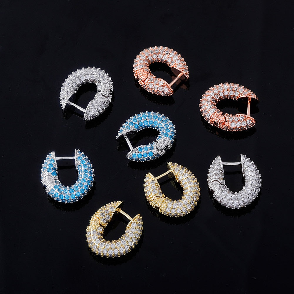 Ladies Beautiful Iced Fashion 3AAA Stone Bling Cube Earrings