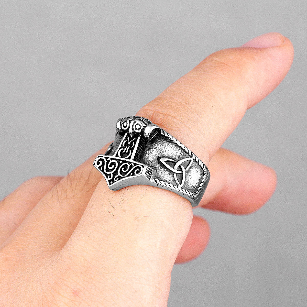 Hammer Of The Gods | Solid Stainless Steel Retro Viking Thor's Hammer Ring