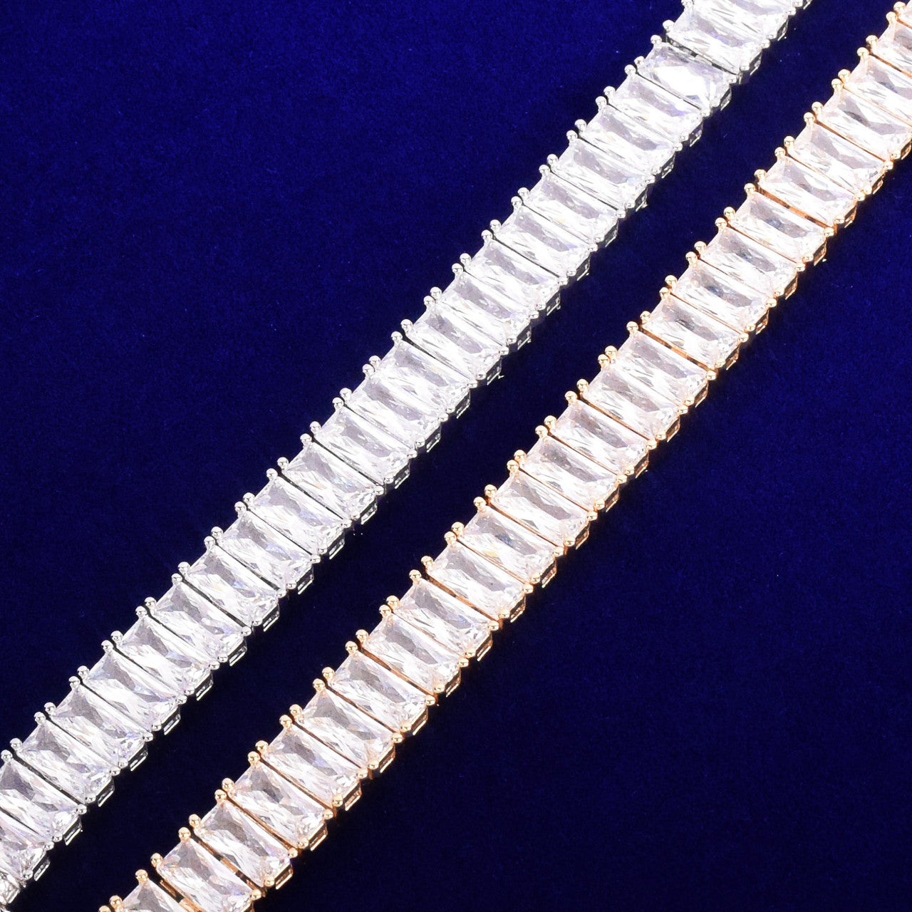 Iced Totality | VVS Diamond CZ Baguette 24k Gold 925 Silver 14mm Hip Hop Bracelet