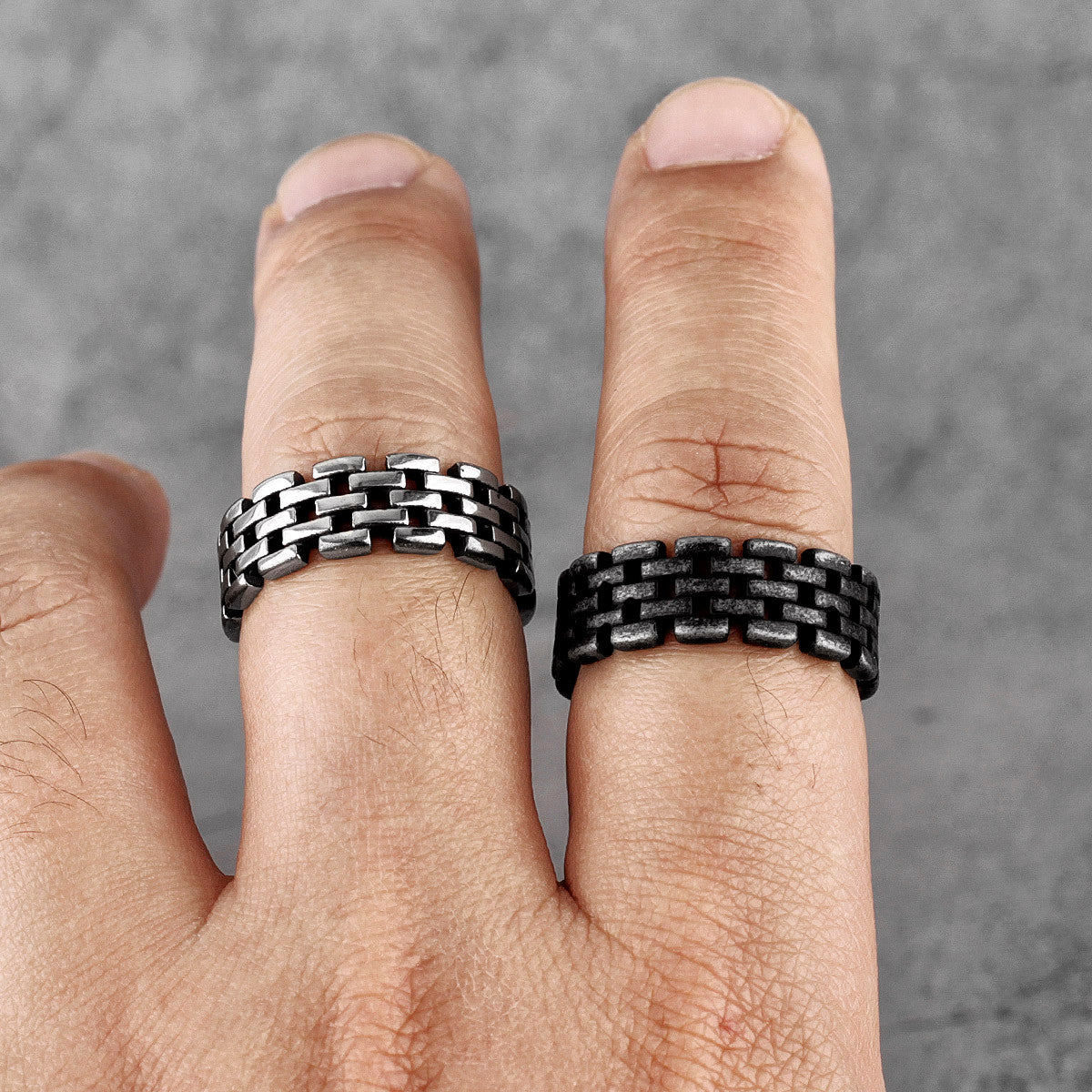 On Guard | 316L Vintage Look Black Hollow Solid Stainless Steel Hip Hop Rings