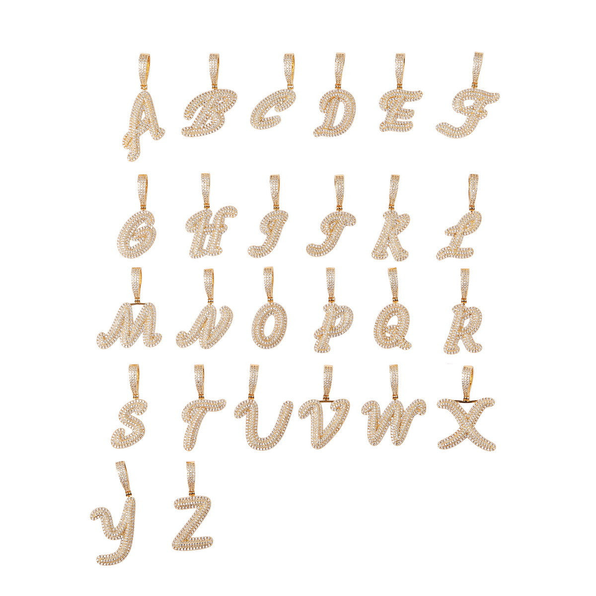 Solo Script II | Single Scripted Raised Letter Iced Blinged Out Box Link Chain Pendant