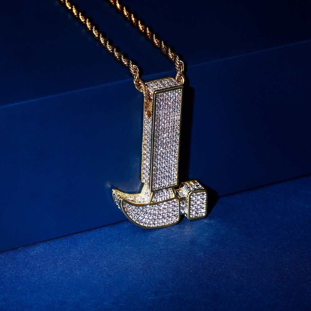 Flooded Ice True AAA+ Micro Pave 14k Gold Bling Hammer Hip Hop Pendant