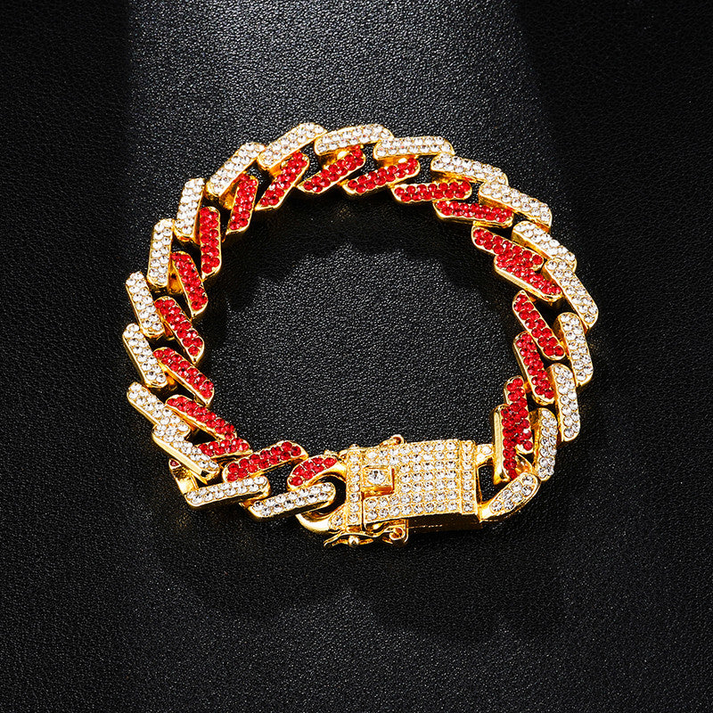 Hip Hop 15MM Iced Full AAA Stone Designer Cuban Link Bracelet