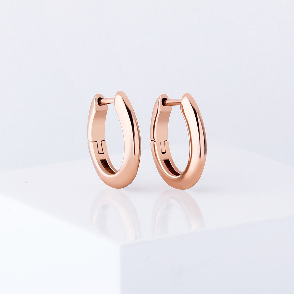 Solid .925 Sterling Silver Oval Loop Silver Gold Rose Gold Earrings