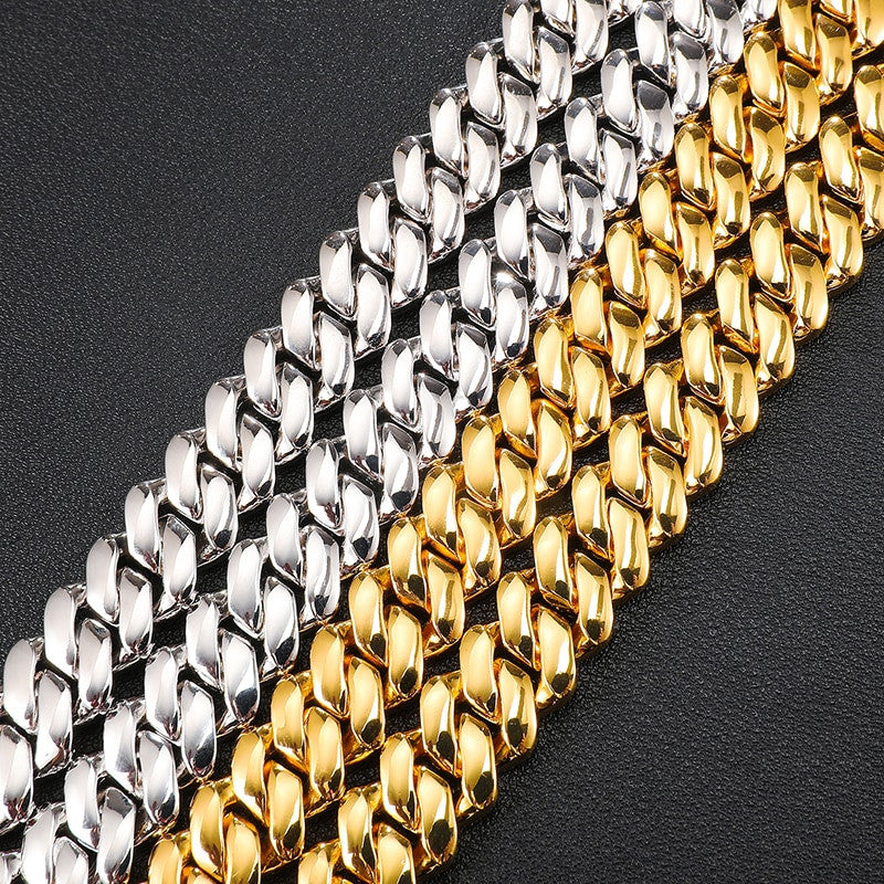 925 Silver 18k Gold Flooded Ice Close Cut Square Cuban Link Hip Hop Bracelet