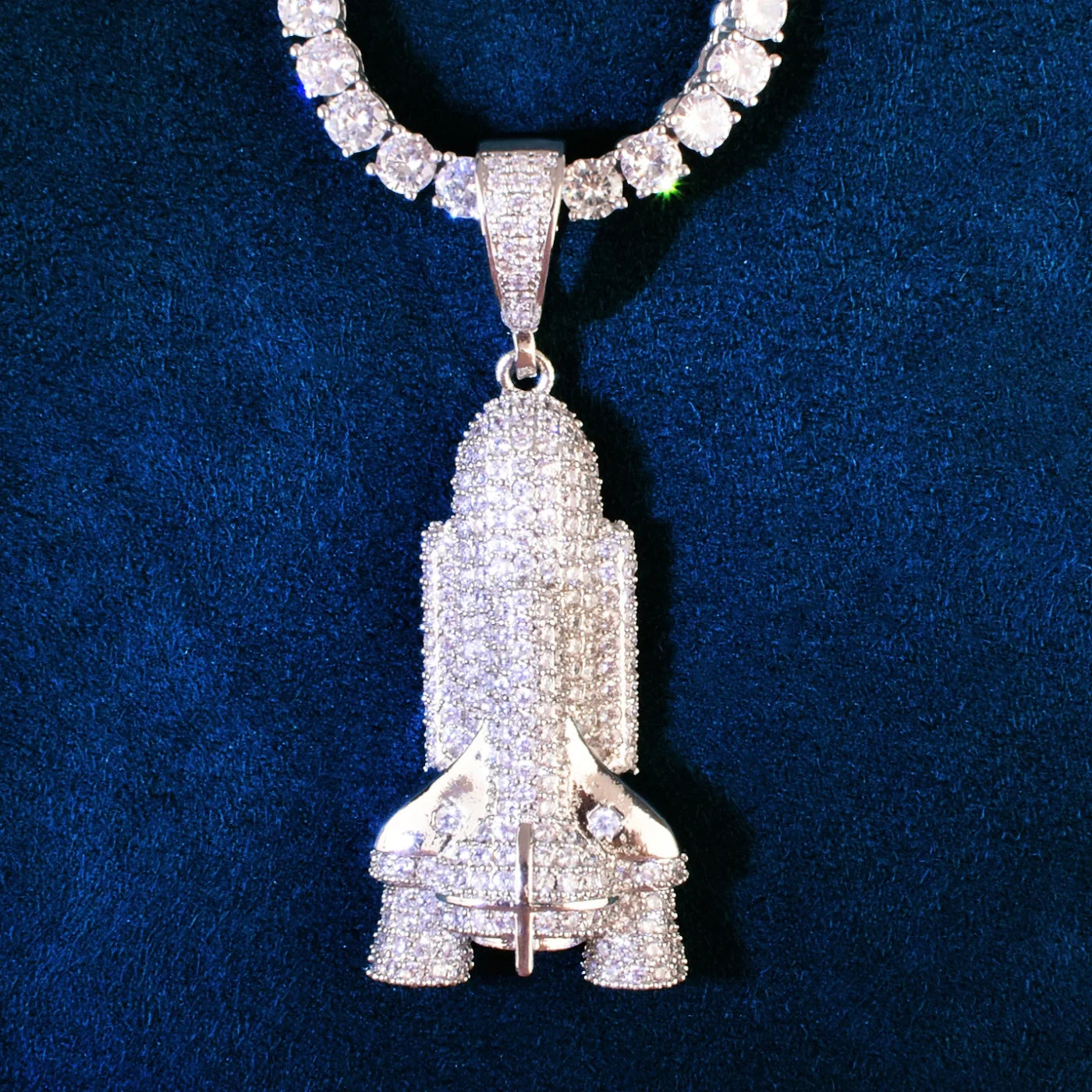 Rocket Ship | VVS Diamond CZ Iced Blinged Out Spaceship Hip Hop Pendant