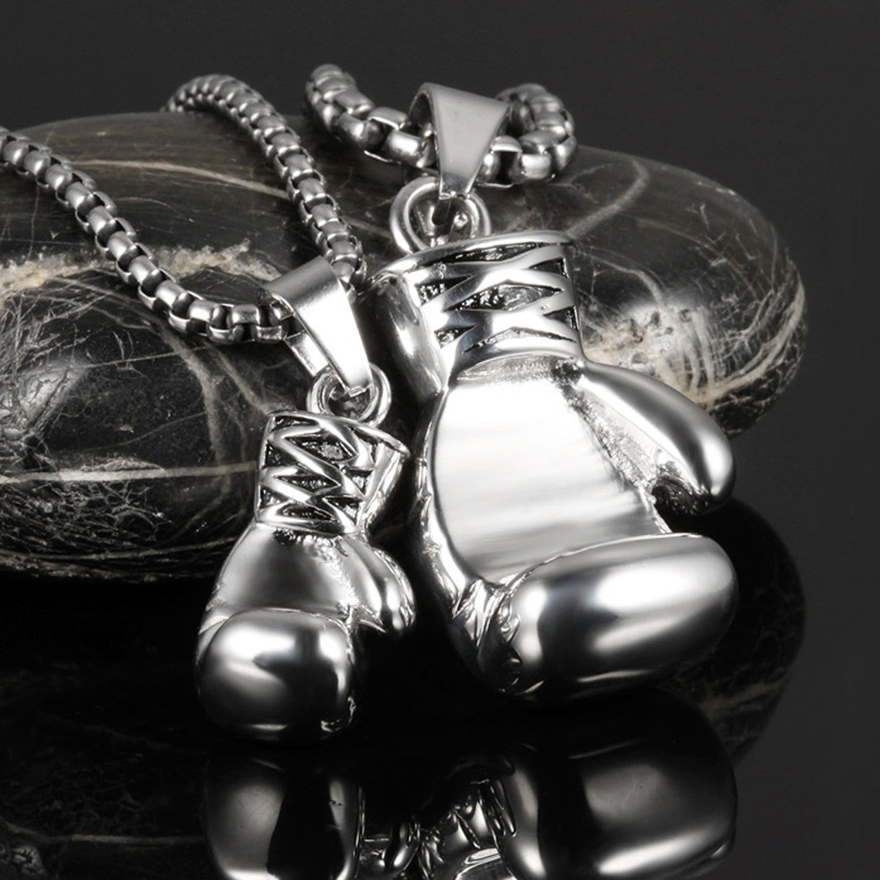 Couples Lovers No Fade Stainless Steel Boxing Gloves Hip Hop Workout Fit Pendants