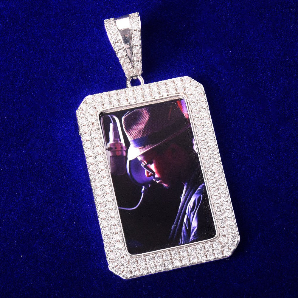 Crowned Jewel | Two Row Iced Border Custom Photo Memories Hip Hop Pendant