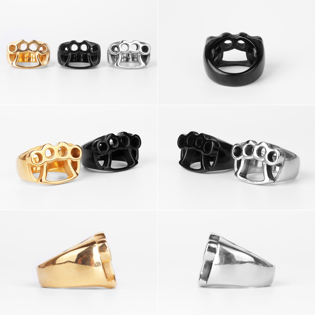 Mens No Fade 316L Stainless Steel Brass Knuckles Street Wear Hip Hop Rings