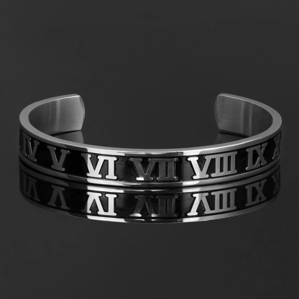 The Empire | Stainless Steel Roman Numeral Carved Men's Luxury Bracelets
