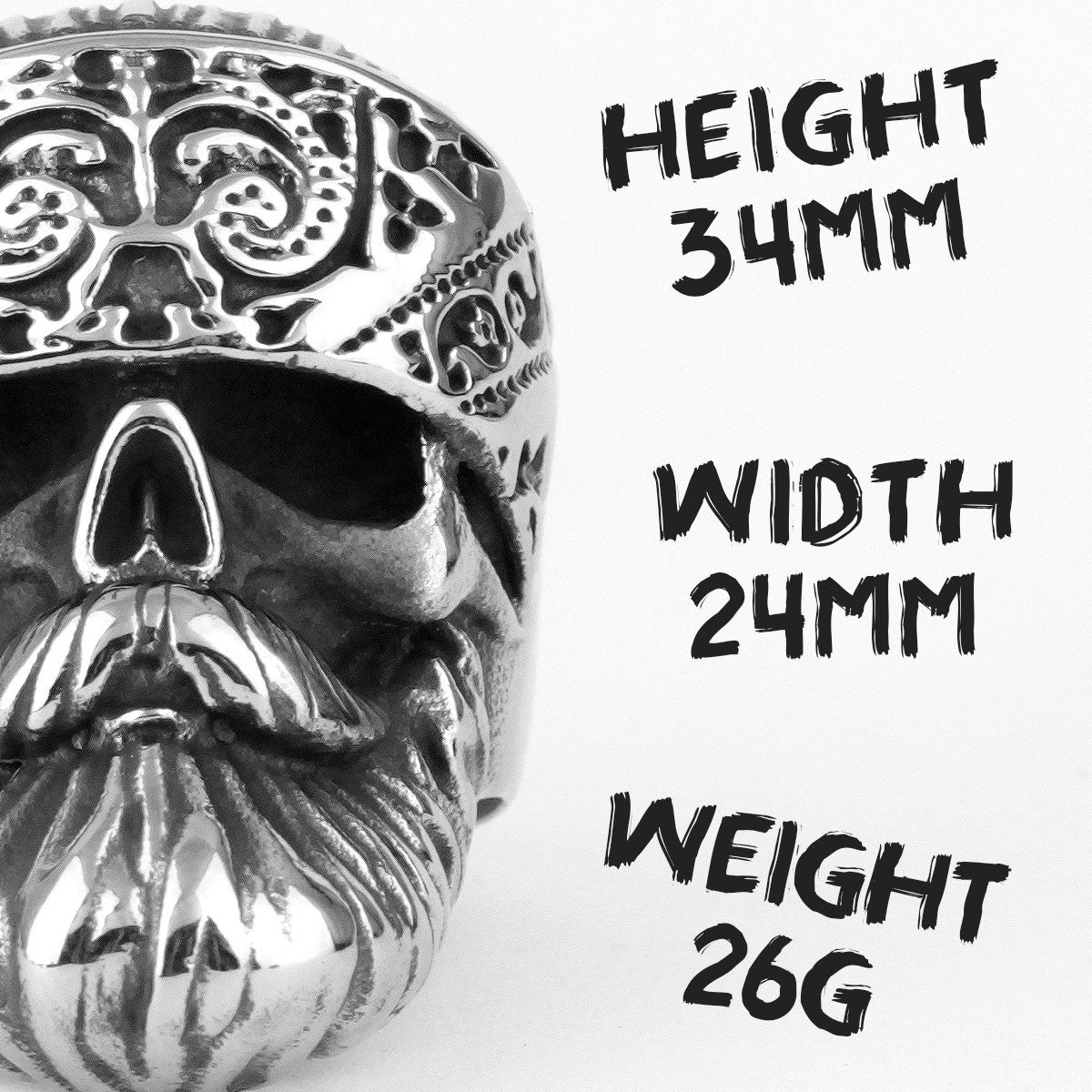 Mens 316L Stainless Steel Undead Bikers Bandanna Knitted Hat Street Wear Rings