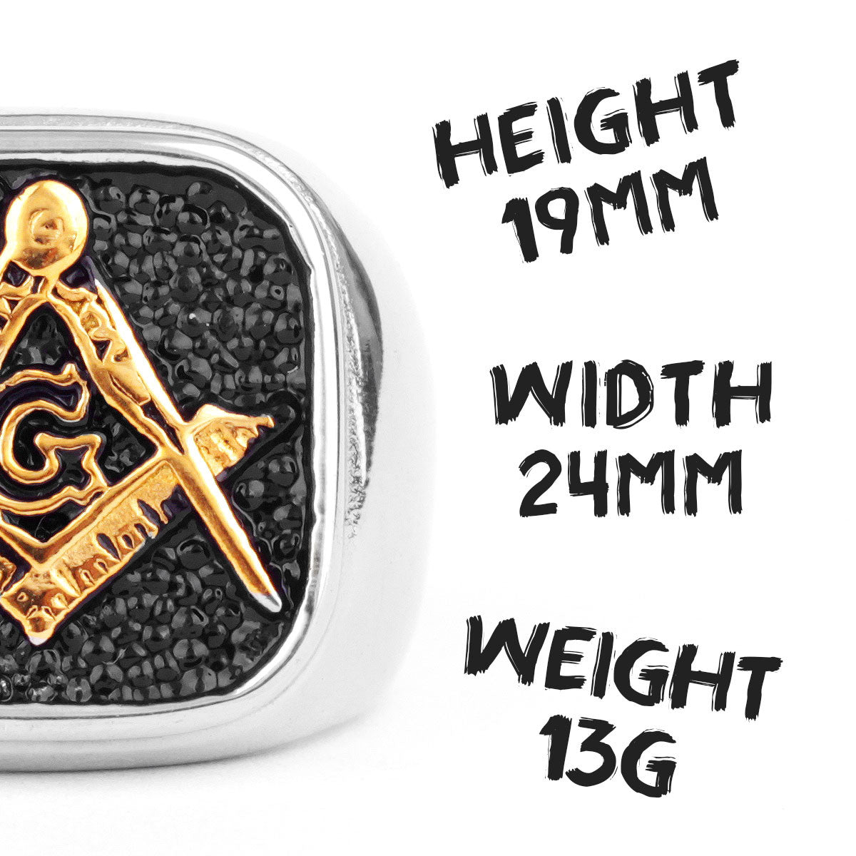 Masonic Retro | 316L Stainless Steel Two Tone No Fade Free Mason Compass Square Rings