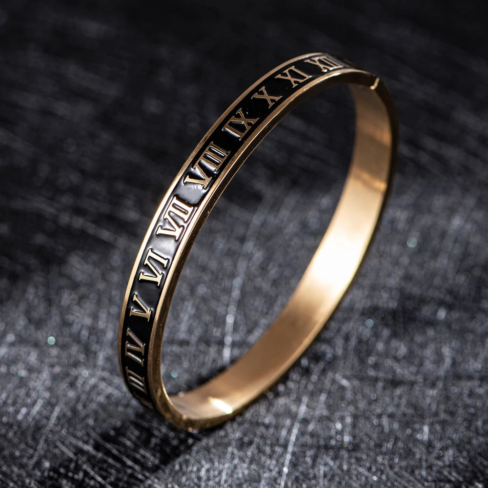 The Empire | Stainless Steel Roman Numeral Carved Men's Luxury Bracelets