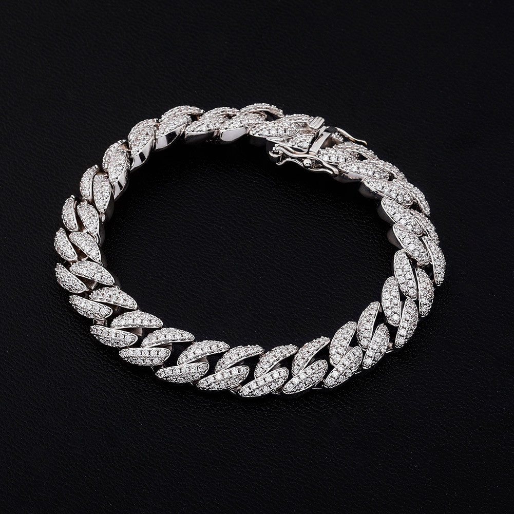 10mm Flooded Ice Street Wear Thick Cut Miami Cuban Link Chain Bracelets