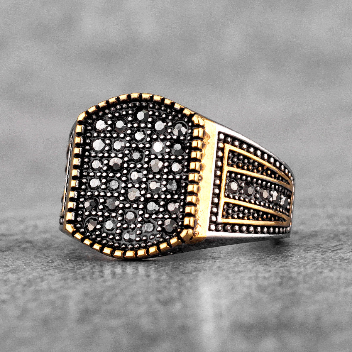 Mens 316L No Fade Stainless Steel Black Simulate Diamond Bling Hip Hop Rings