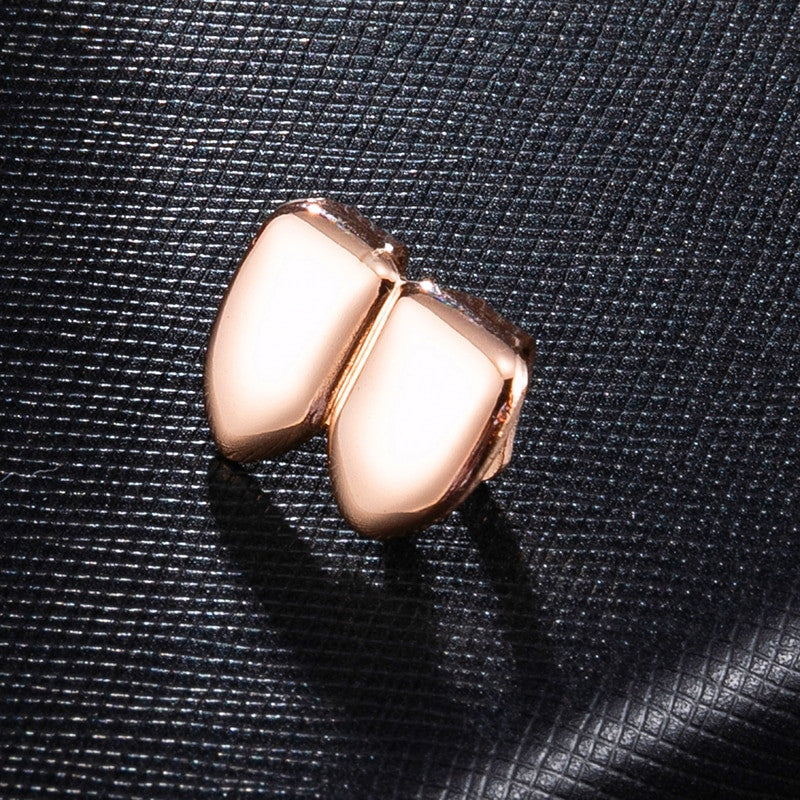 Hip Hop Double Caps Gold Rose Gold Silver Two Teeth Grillz