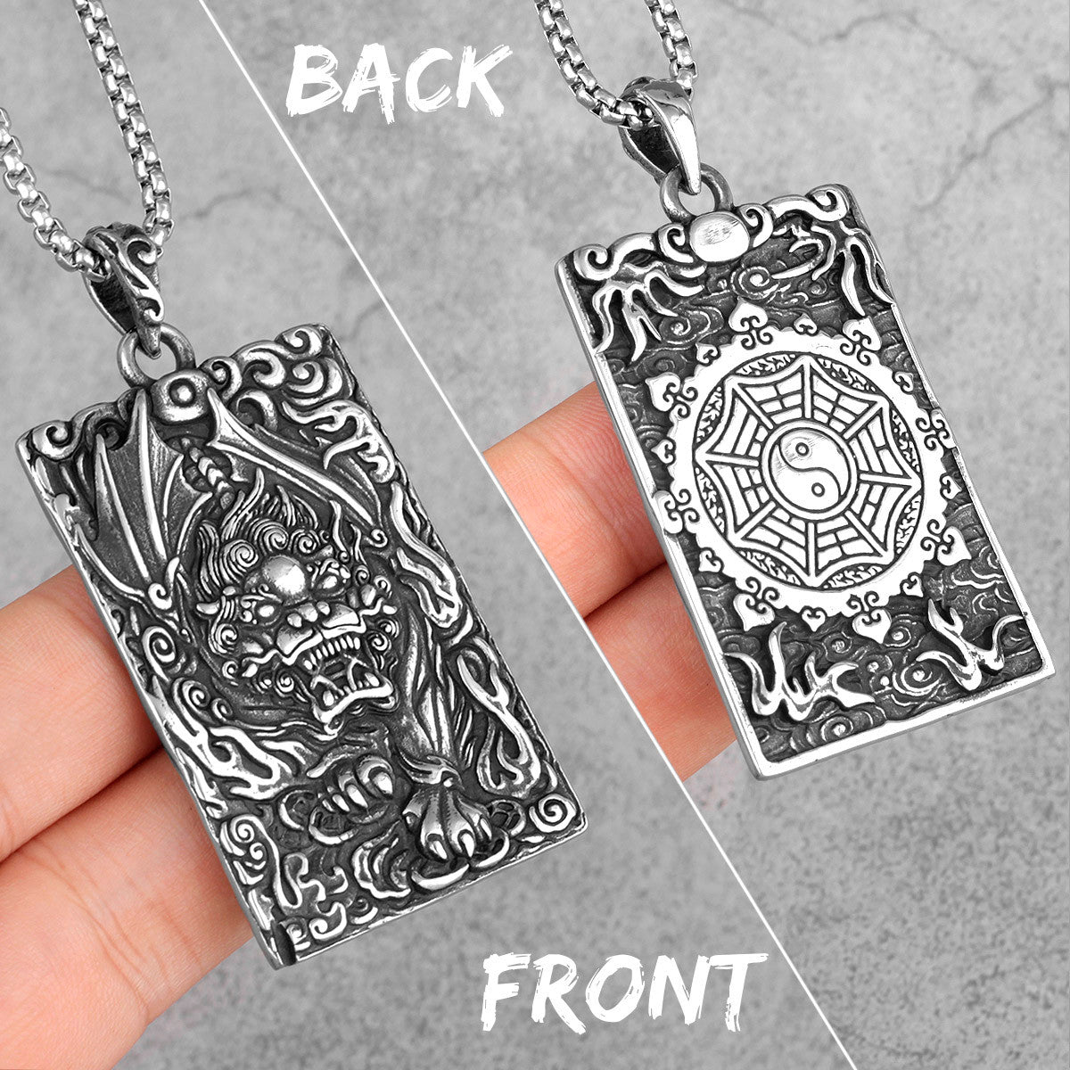 Mens Chinese Unicorn Stainless Steel Brave Troops Street Wear No Fade Pendant