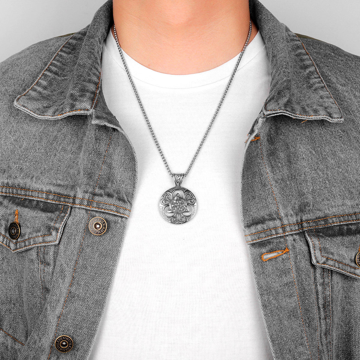 Mens 316L Stainless Steel Celtic Knot No Fade Street Wear Chain Necklaces