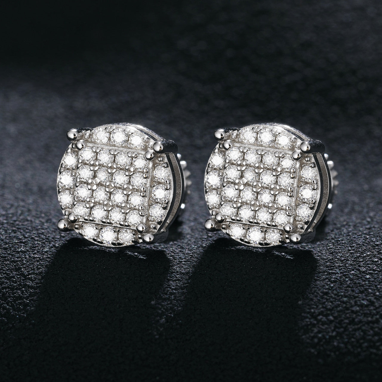 Mens Classic Total Ice 18k Gold over 925 Silver Genuine Lab Diamond Earrings