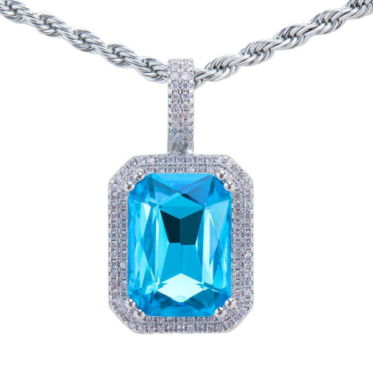 Fusion Gemstone | 24k Yellow 14k White Gold 4 Prong Set Hip Hop Pendant