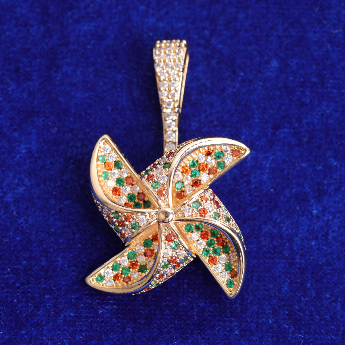 The Pinwheel | Spinning Prong Set VVS Diamond CZ Iced Hip Hop Pendant