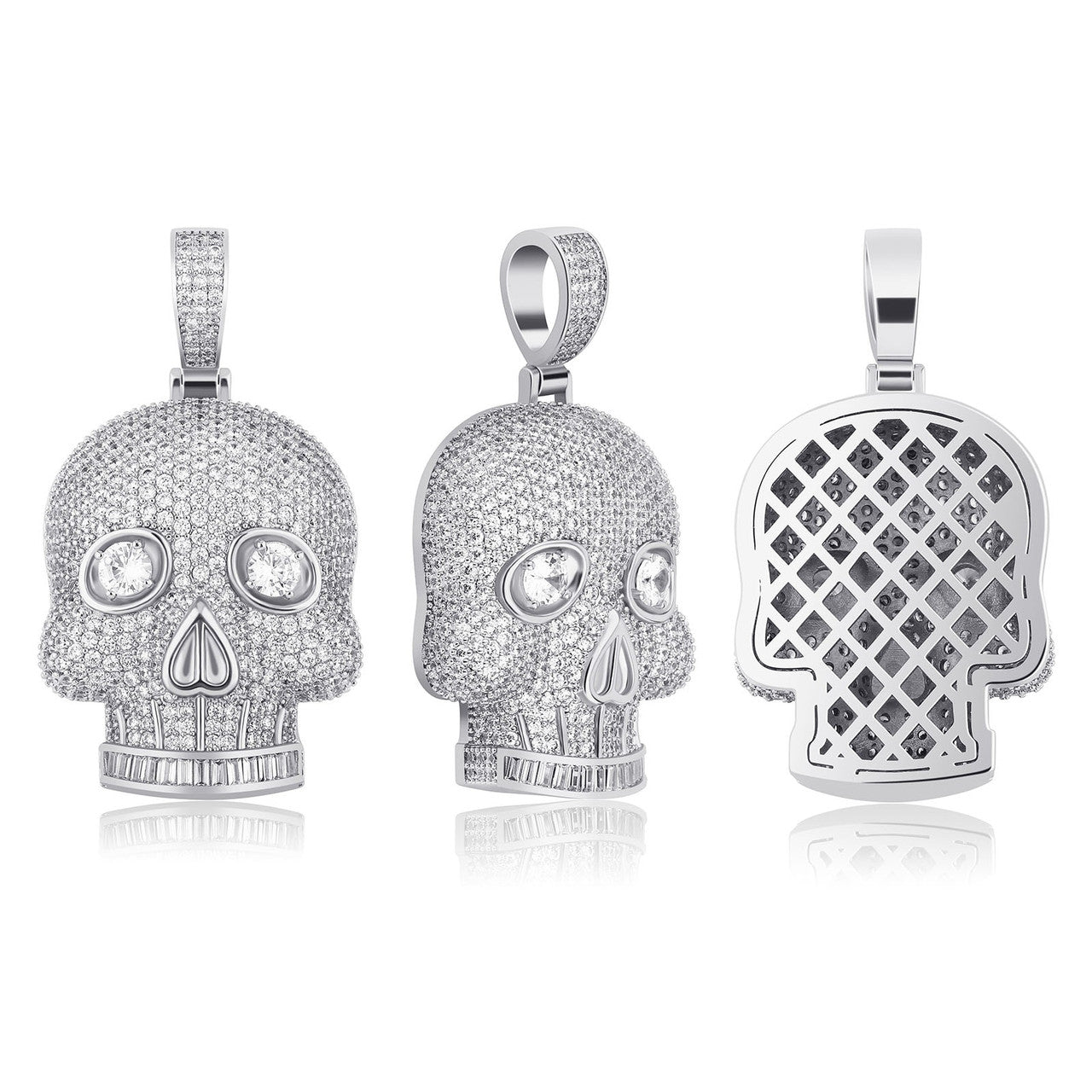 Totally Iced Full Micro Pave Stone Eye Hip Hop Skull Pendant Chain Necklaces