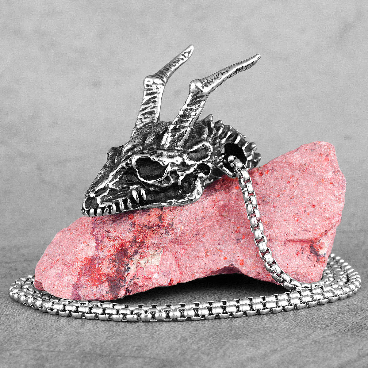 Stainless Steel No Fade Undead Dragon Mens Fashion Street Wear Chain Necklace