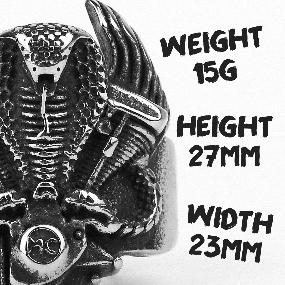 Cobra | Stainless Steel Locomotive Engine Unique Street Wear Biker Rings