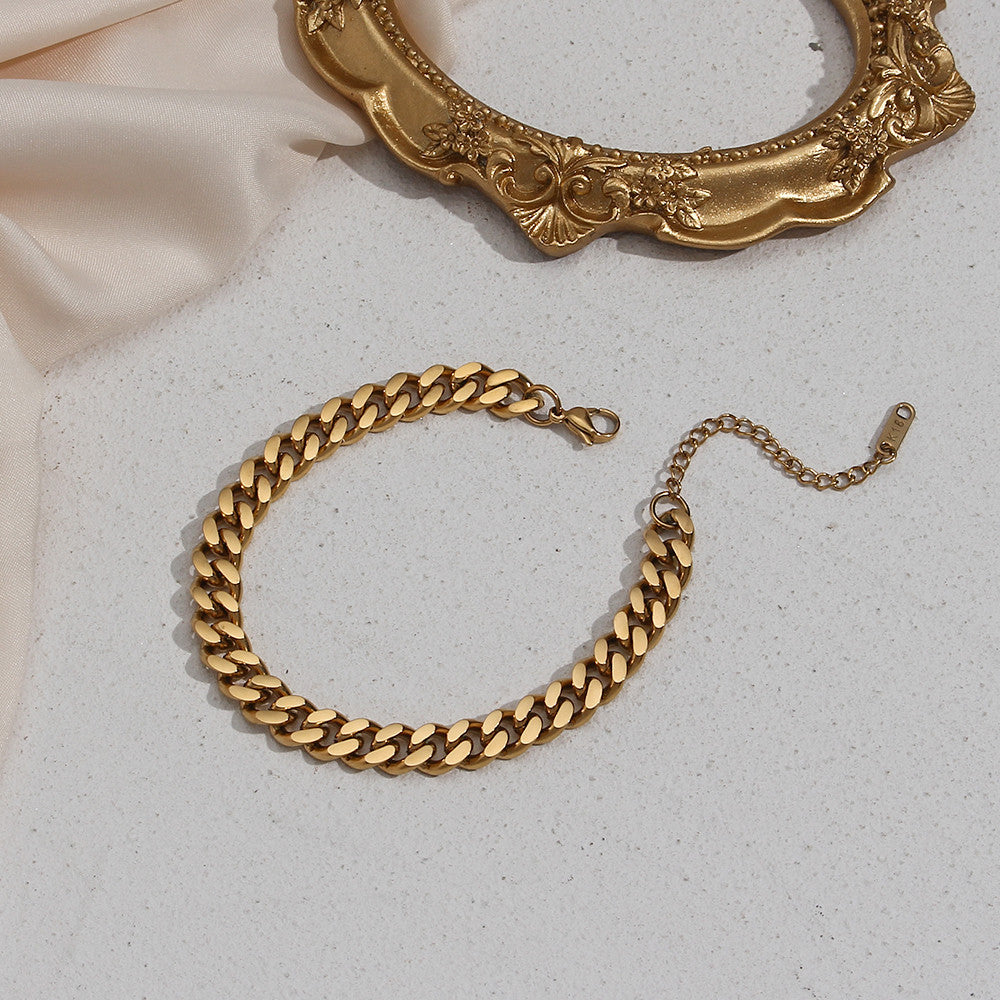 18k Gold No Fade Tarnish Free 2.5mm 6mm 8mm Cuban Link Ankle Anklet Bracelet