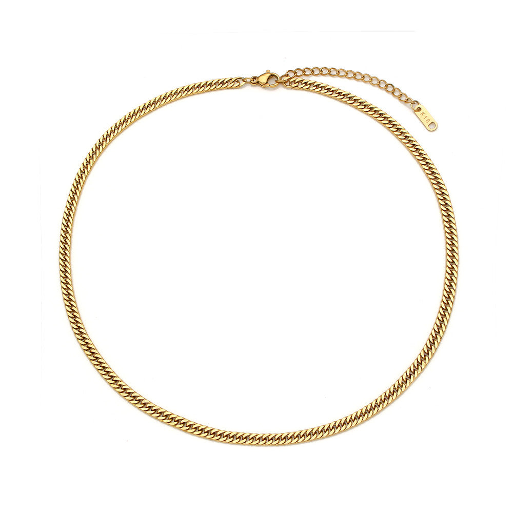 18k Gold Miami Cuban Link 316L Stainless Steel Bracelets Anklet Necklace Tarnish Free Set