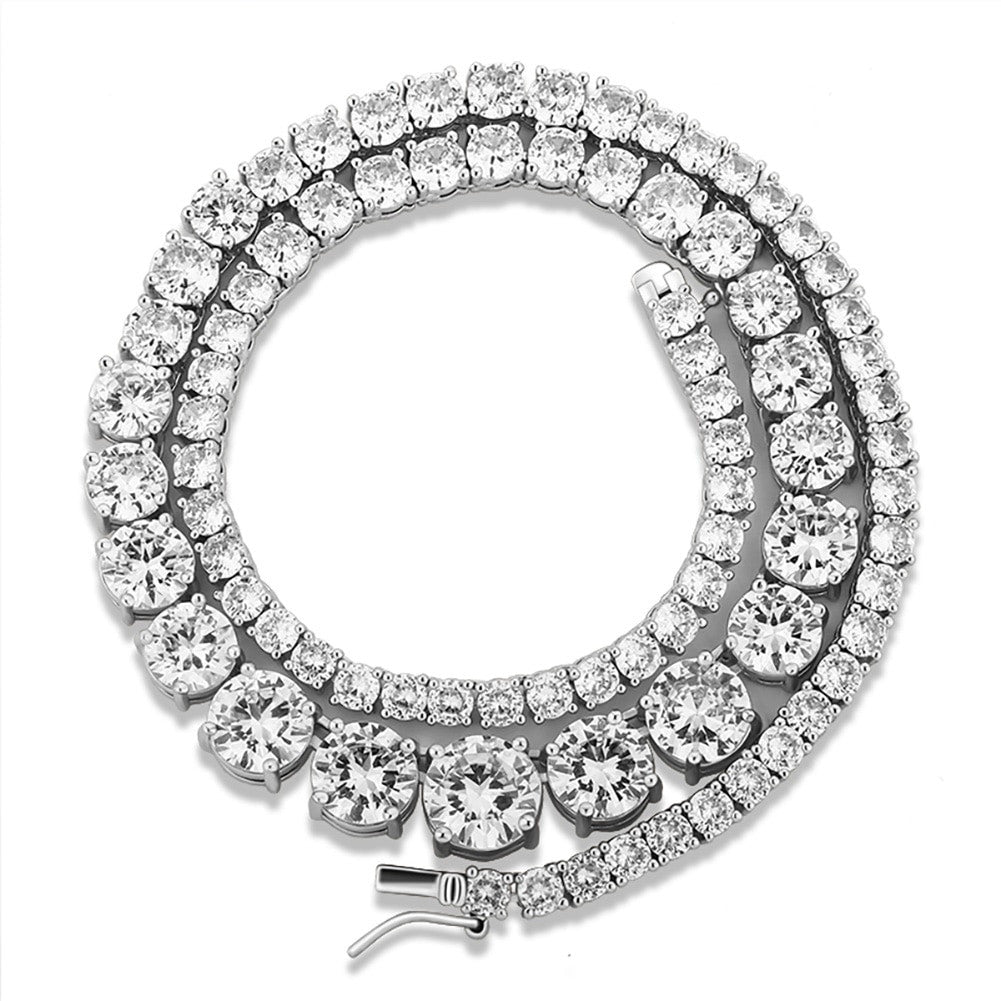 Ladies Irregular Flooded Ice AAA Prong Set Stone Tennis Choker Chain Necklace