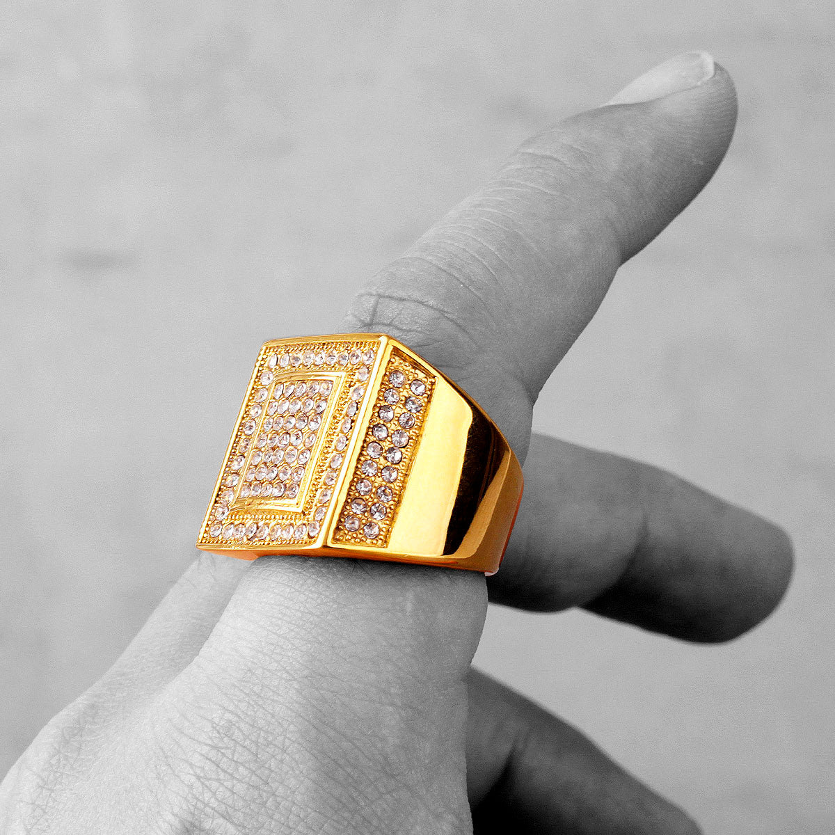 Domain | 14k Gold Over 316L No Fade Stainless Steel Luxury King CZ Stone Hip Hop Rings