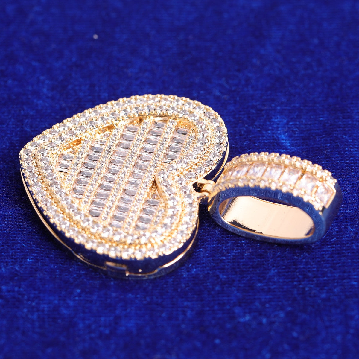 24k Gold Rose Gold .925 Silver Opening Heart Photo Picture Baguette Pendant Chain Necklace