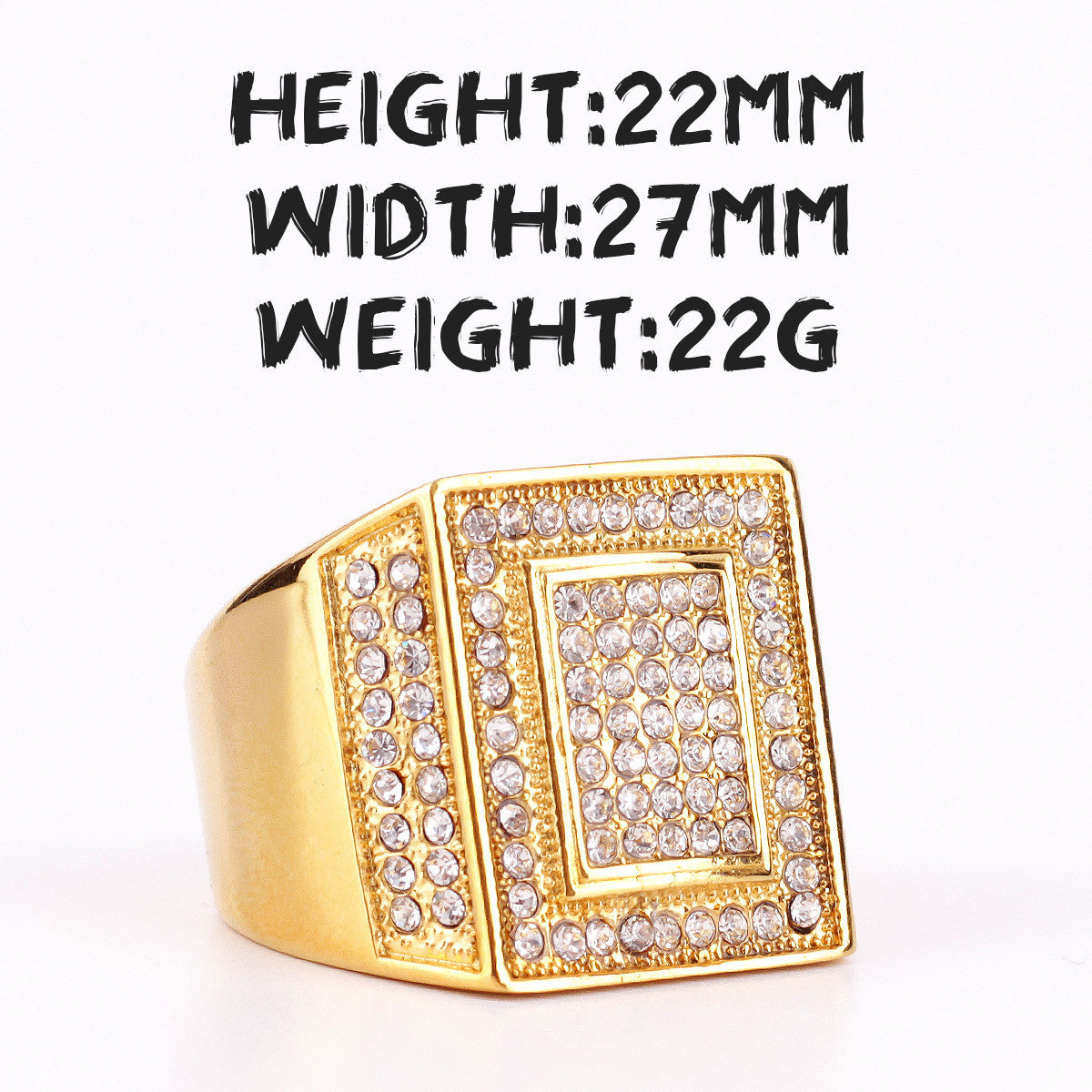 Domain | 14k Gold Over 316L No Fade Stainless Steel Luxury King CZ Stone Hip Hop Rings
