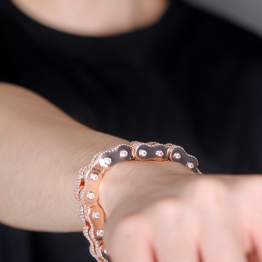 18mm 14k White Yellow Rose Gold Hip Hop Biker Boy Motorcycle Bike Chain Bracelet