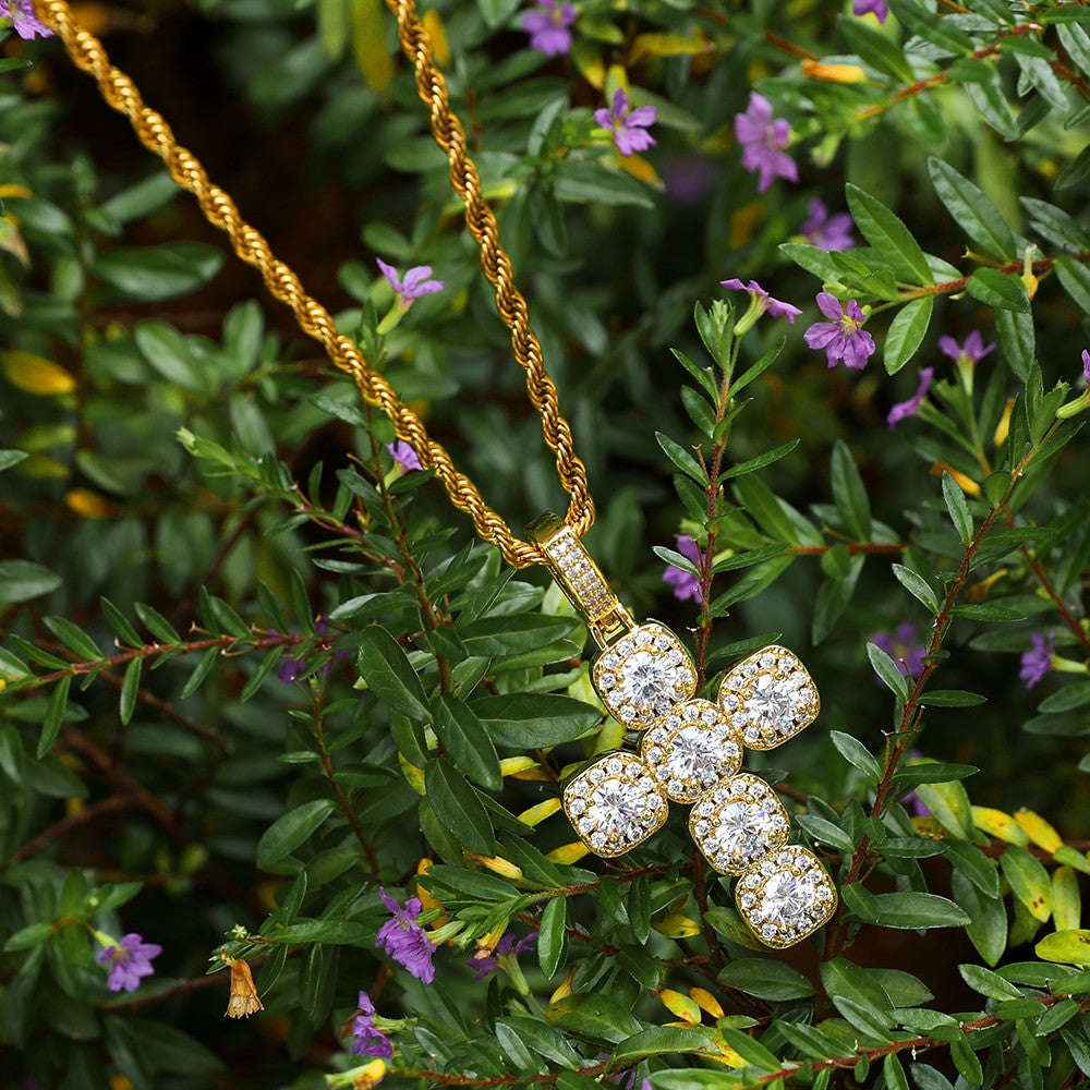 AAA Flooded Ice Micro Pave Centerstone Butterfly Hip Hop Cross Pendant