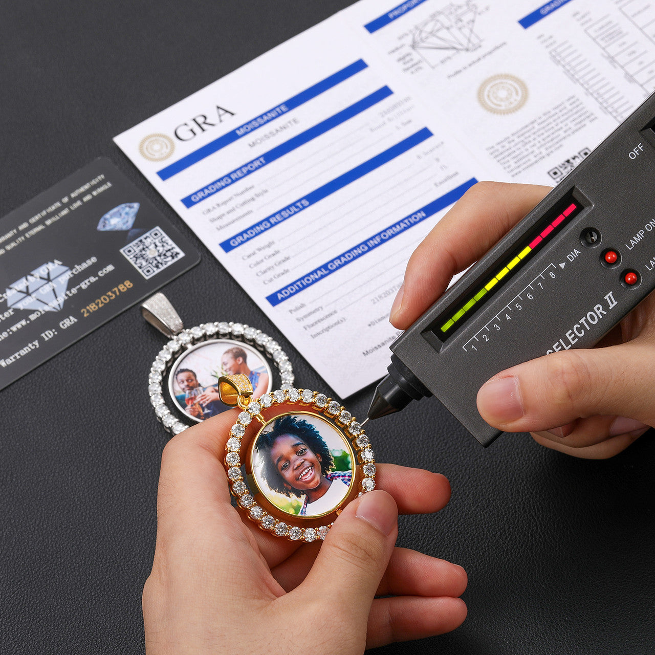 Genuine Diamond Custom Made .925 Sterling Silver Double Sided Hip Hop Photo Necklace